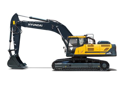 Hyundai larvebåndsgravemaskine HX380AL fra siden